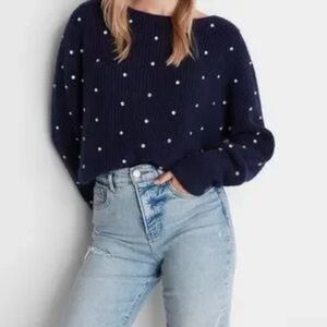 Express Navy Rhinestoned Women's Sweater